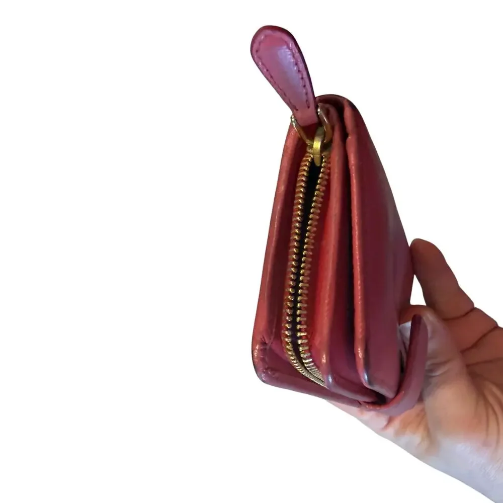 Prada Saffiano leather compact wallet in red/coral (rosso)